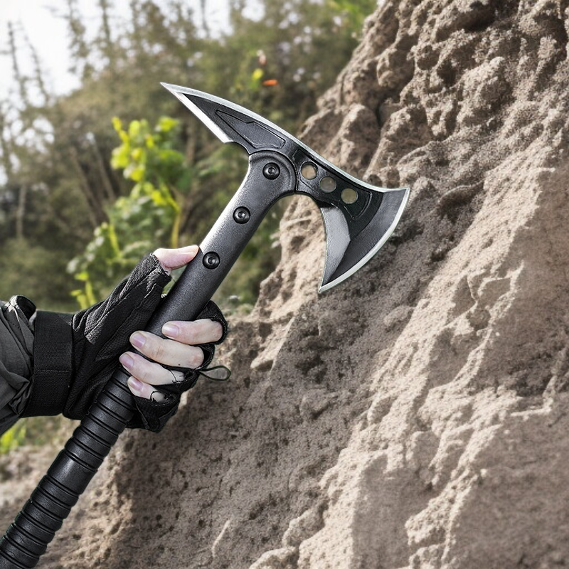 Hache tactique multifonctionnelle, couteau de hache de montagne, arme de survie d'auto-défense en pl