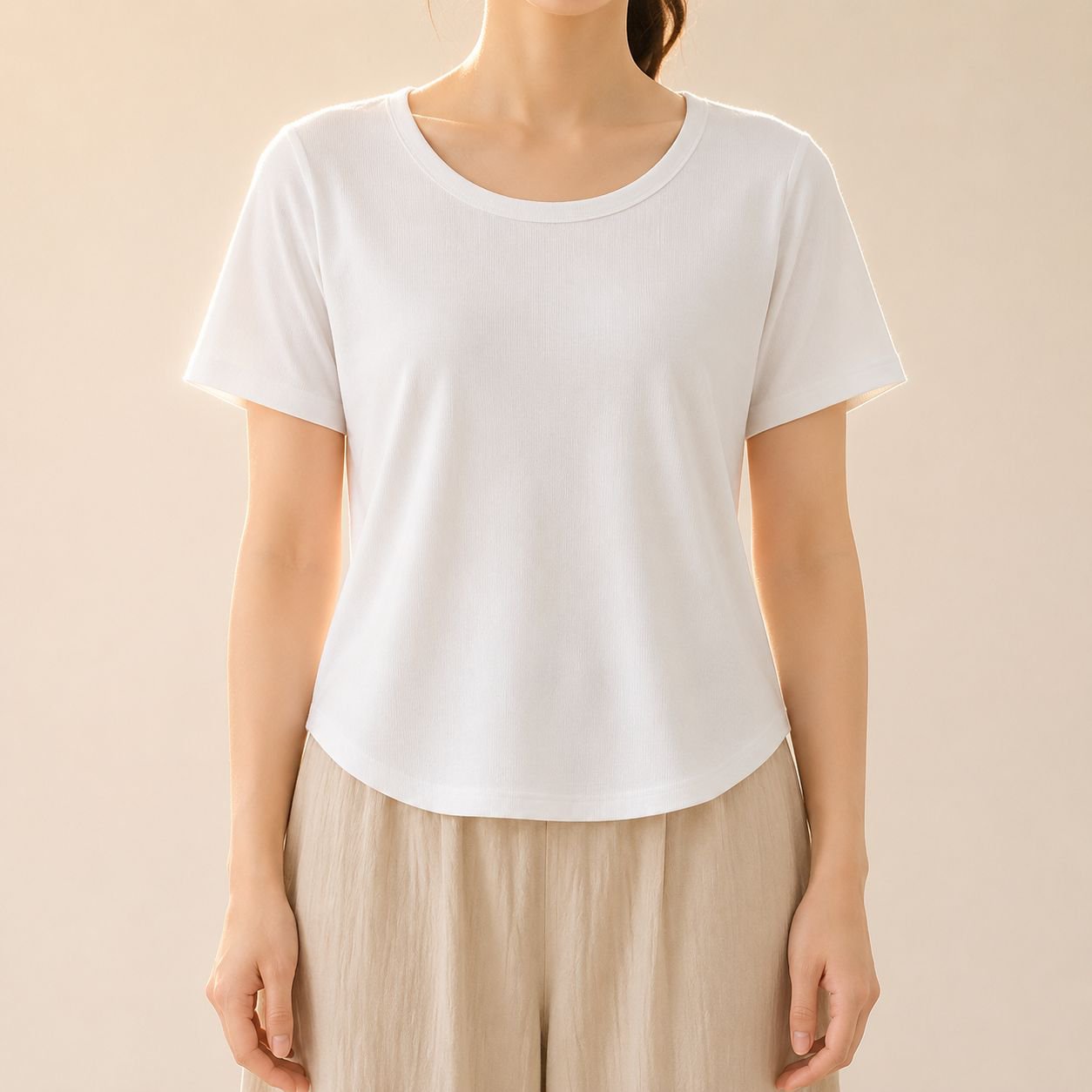 Uネック・ワイドスリーブTシャツ レディース 日本韓国風