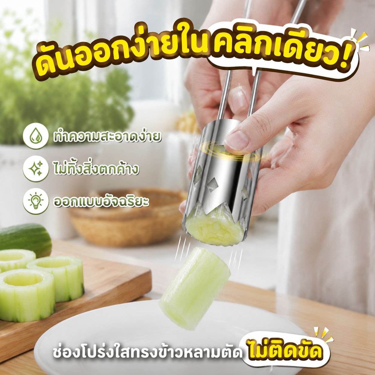 ที่คว้านเมล็ดพริกหยวกและแอปเปิ้ลด้ามจับสำหรับห้องครัว