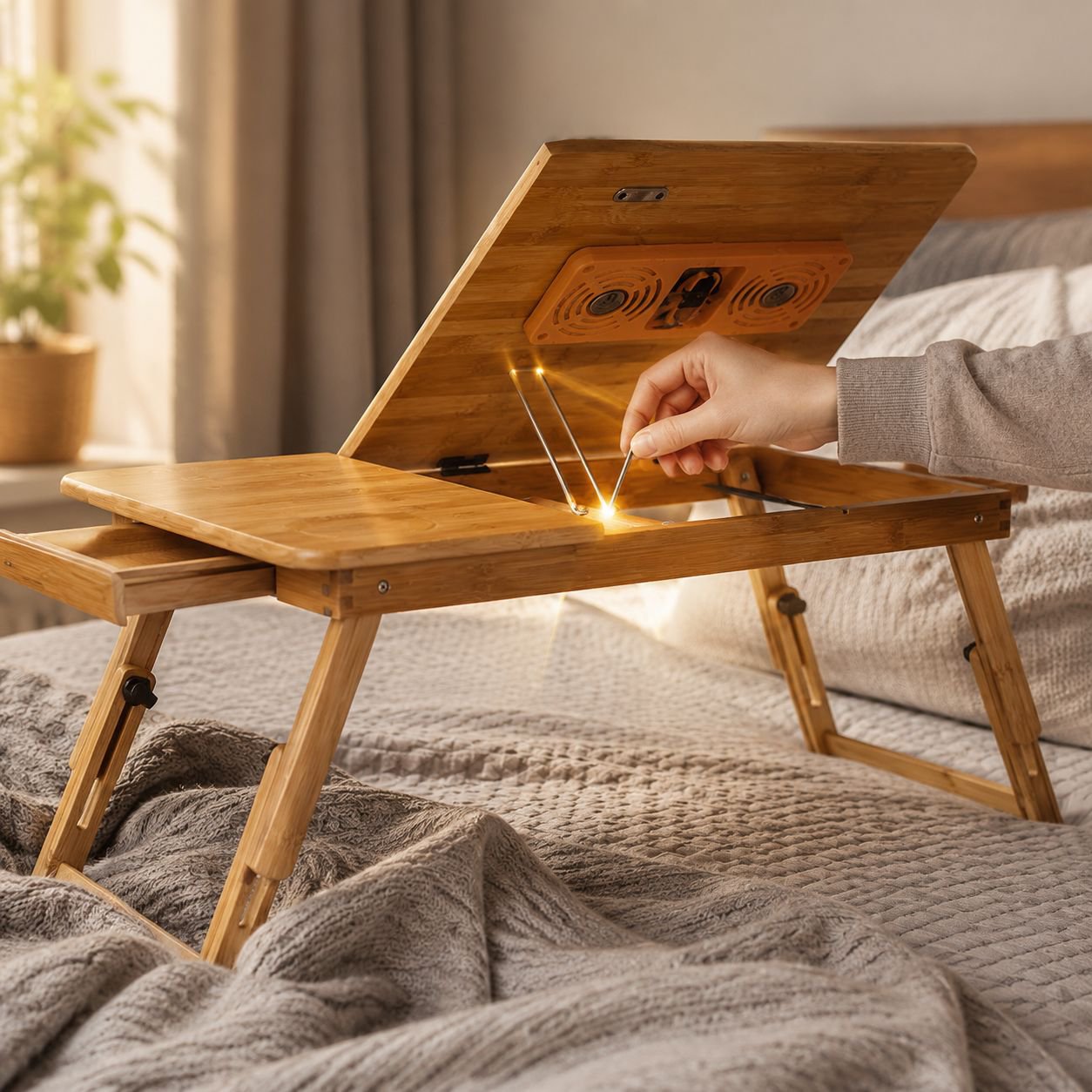 Portable laptop desk with foldable legs