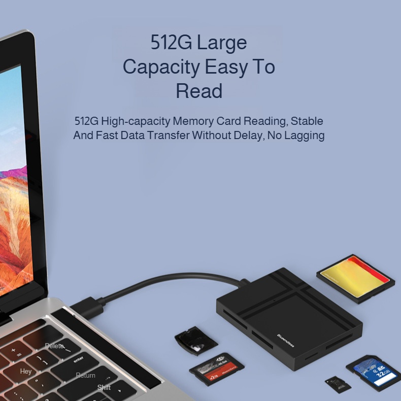 Lector de tarjetas multifunción USB 3.0 Type-C para móvil y PC, CF/SD/TF/MS/M2