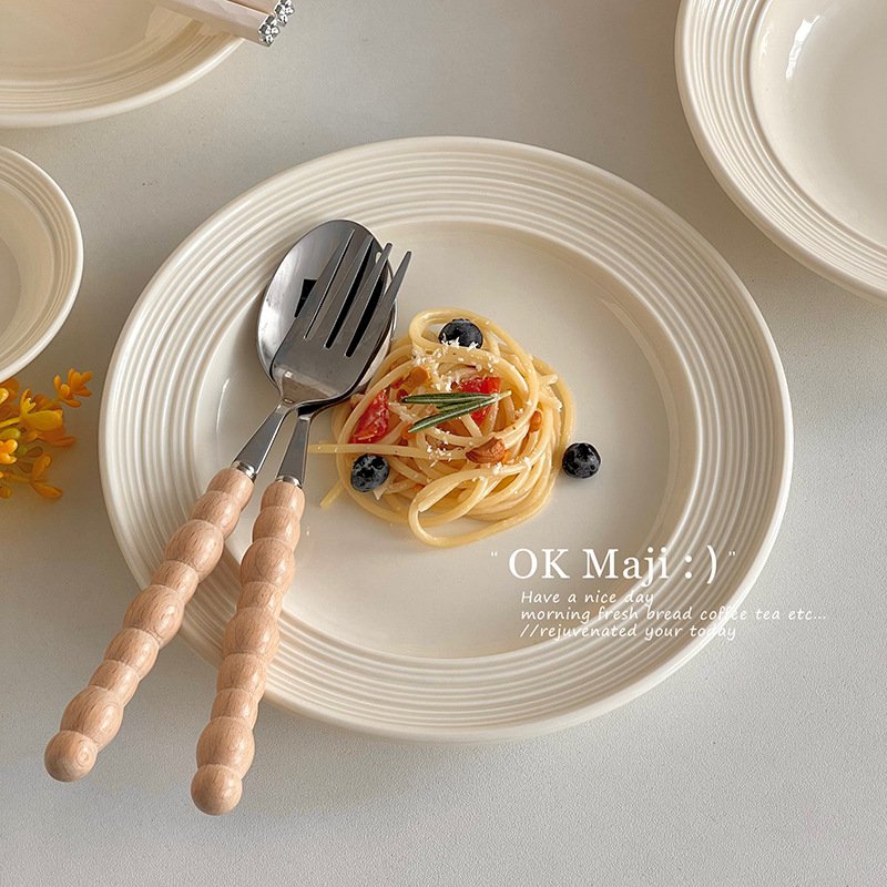 盘子菜盘家用ins风餐具陶瓷高级感轻奢碗盘意面草帽盘牛排餐盘