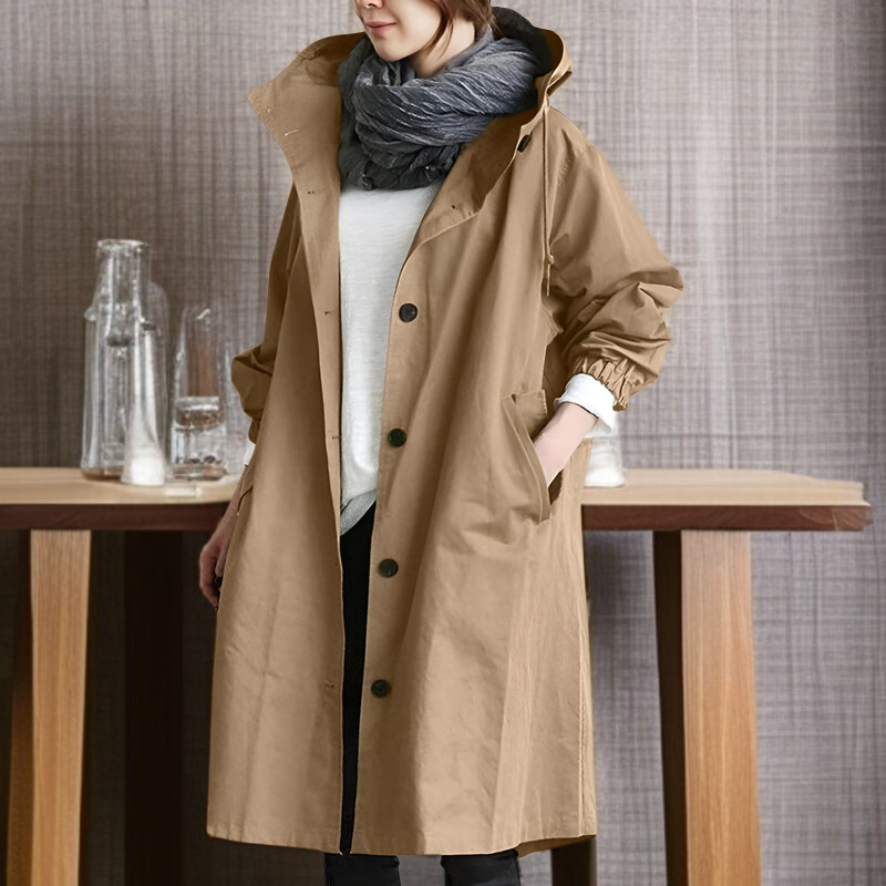 ボタンダウン仕様の秋冬レディースコート