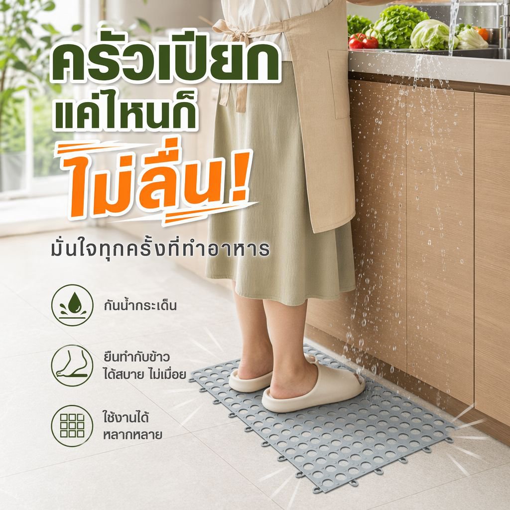 แผ่นรองกันลื่นสำหรับห้องน้ำ แบบประกอบติดตั้งง่าย ใช้ในบ้าน