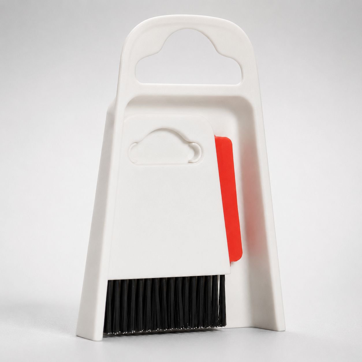 Portable mini broom and dustpan with ergonomic handle