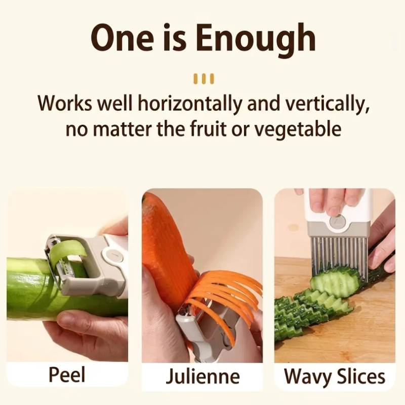 Coupe-légumes et éplucheur 3-en-1 en acier inoxydable pour fruits et légumes