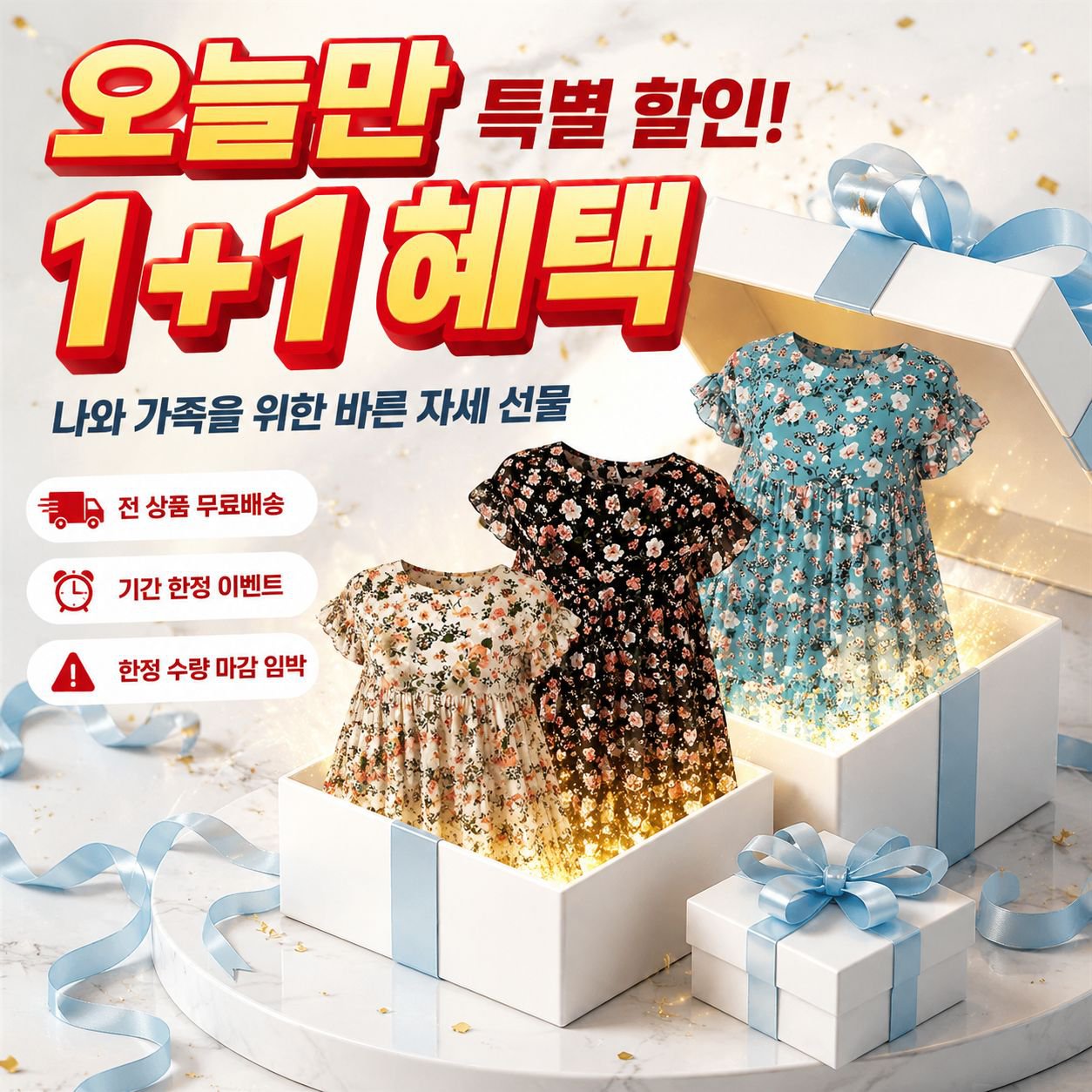 루즈핏 라운드넥 플라워 반팔 드레스