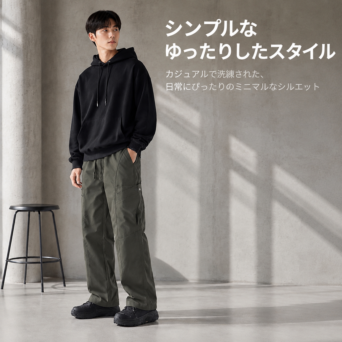 アメリカンスタイルのワークウェアカジュアルパンツ（メンズ）、春らしいストレートレッグのゆったりとしたフィット感、トレンディなワイドレッグのアウトドアハイキングパンツ。