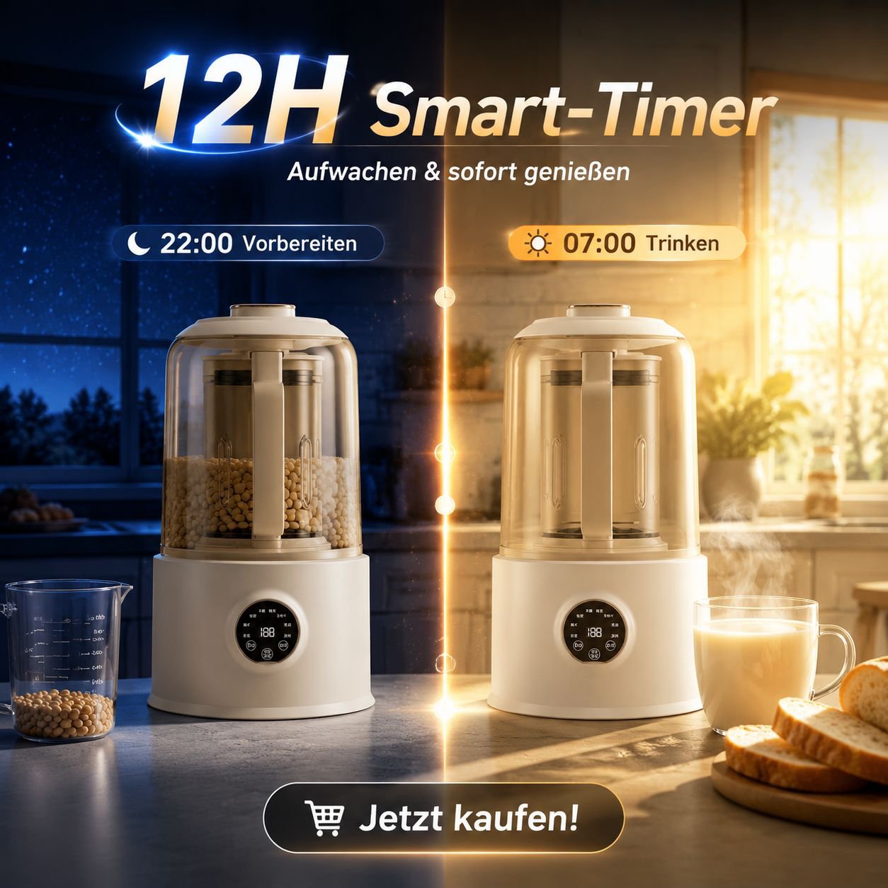 Kompakte Haushaltsmaschine für Sojamilch/Reisbrei/Saft, Vakuum-Hochleistungsmixer