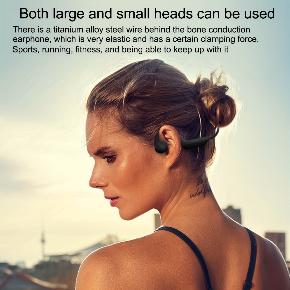 Auriculares inalámbricos de conducción ósea, diseño abierto, sensor dual