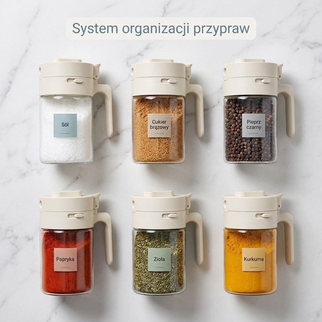 Japońska łyżka do przypraw oddziela butelkę z przyprawami