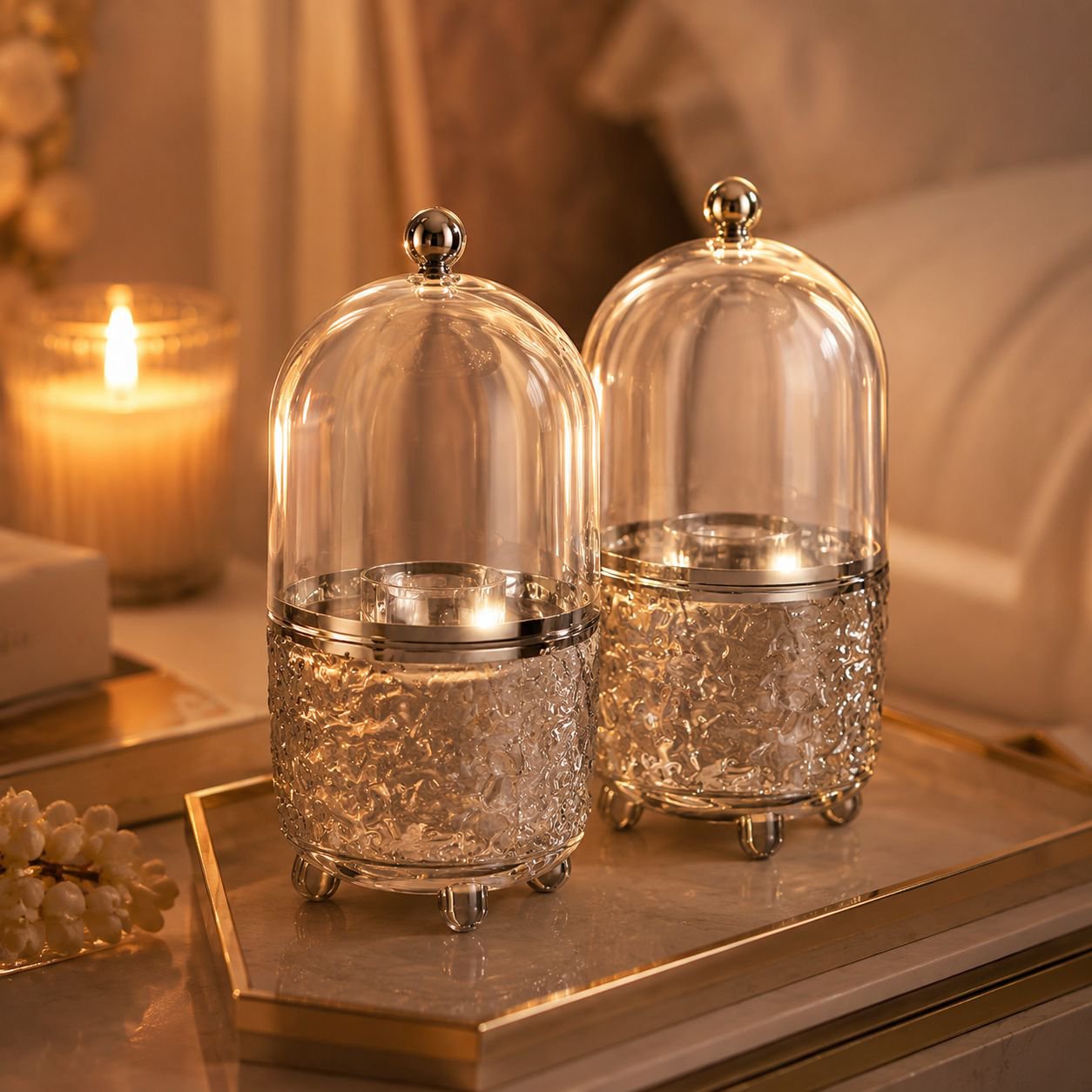 High-end light luxury cosmetic organizer in use