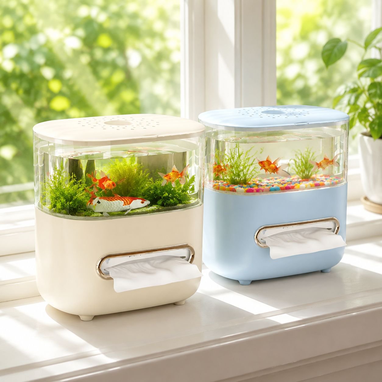 Sturdy tissue box for fish tank cleaning