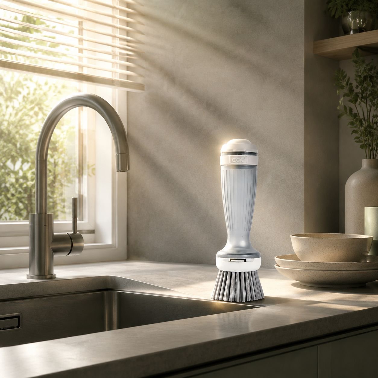 Brosse de cuisine moderne sur un plan de travail