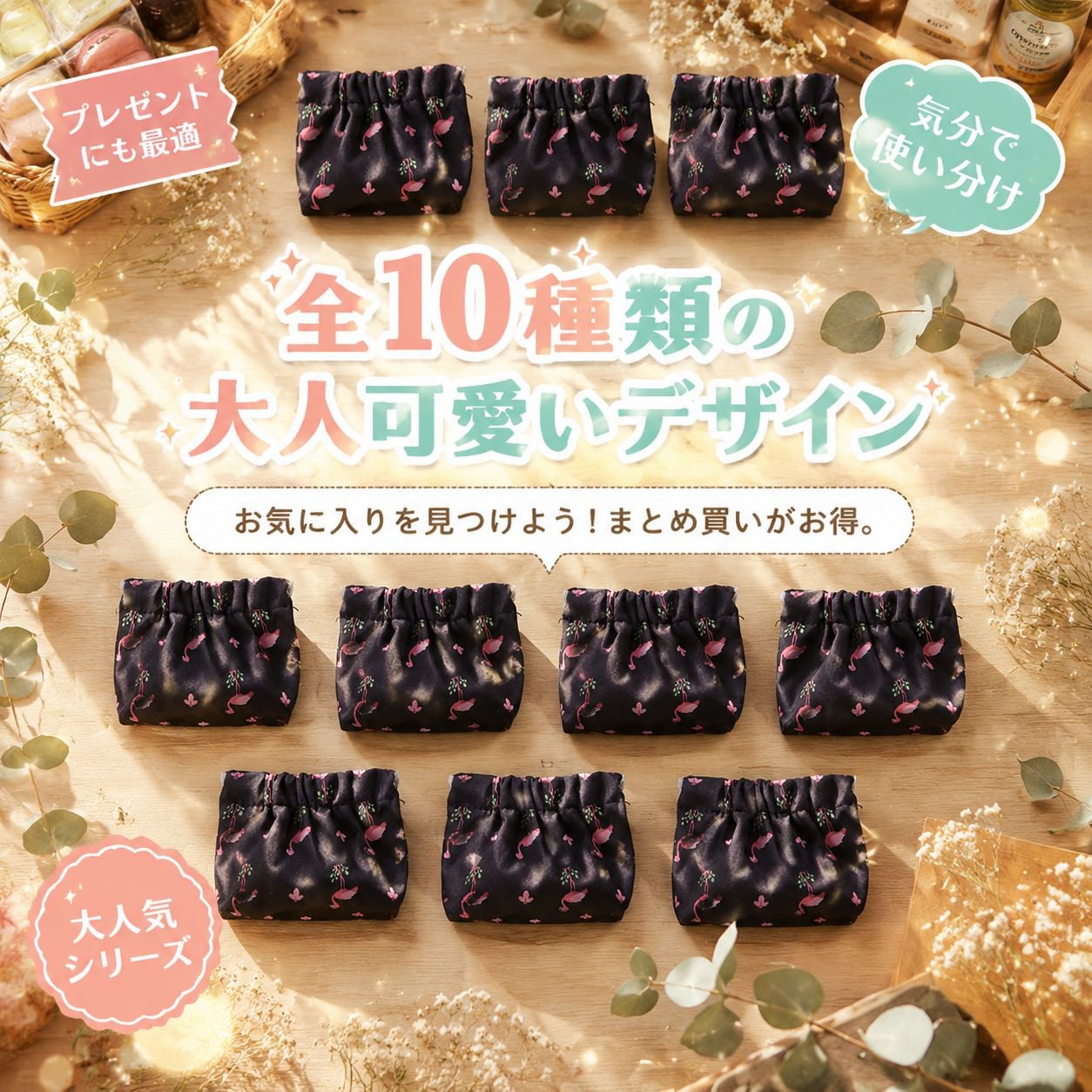 かわいいデザインの防水ミニコスメポーチ