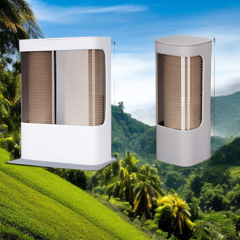 ウォーターカップラックを壁に取り付けた設置例