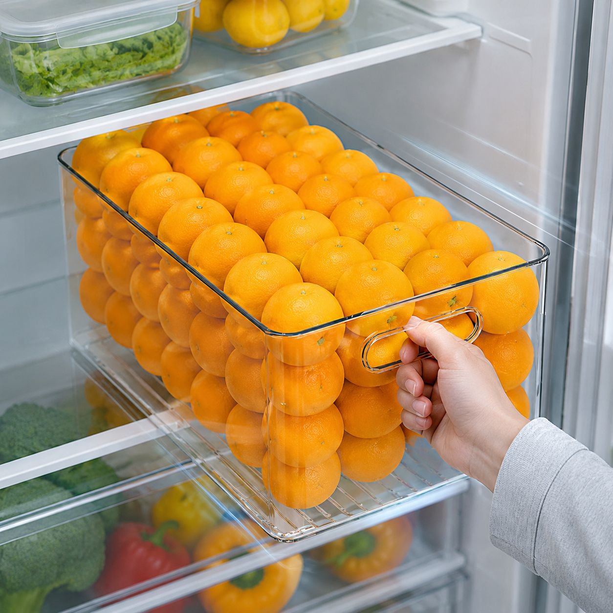 Kitchen Refrigerator Egg Storage Box, Fruit and Vegetable Organizer
