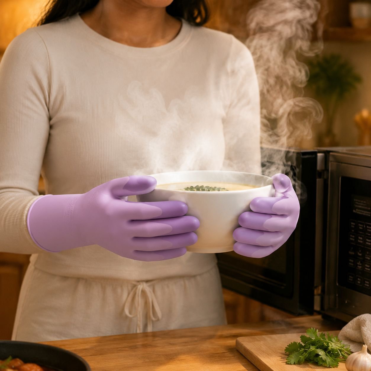 Comfortable oil-resistant gloves for kitchen tasks