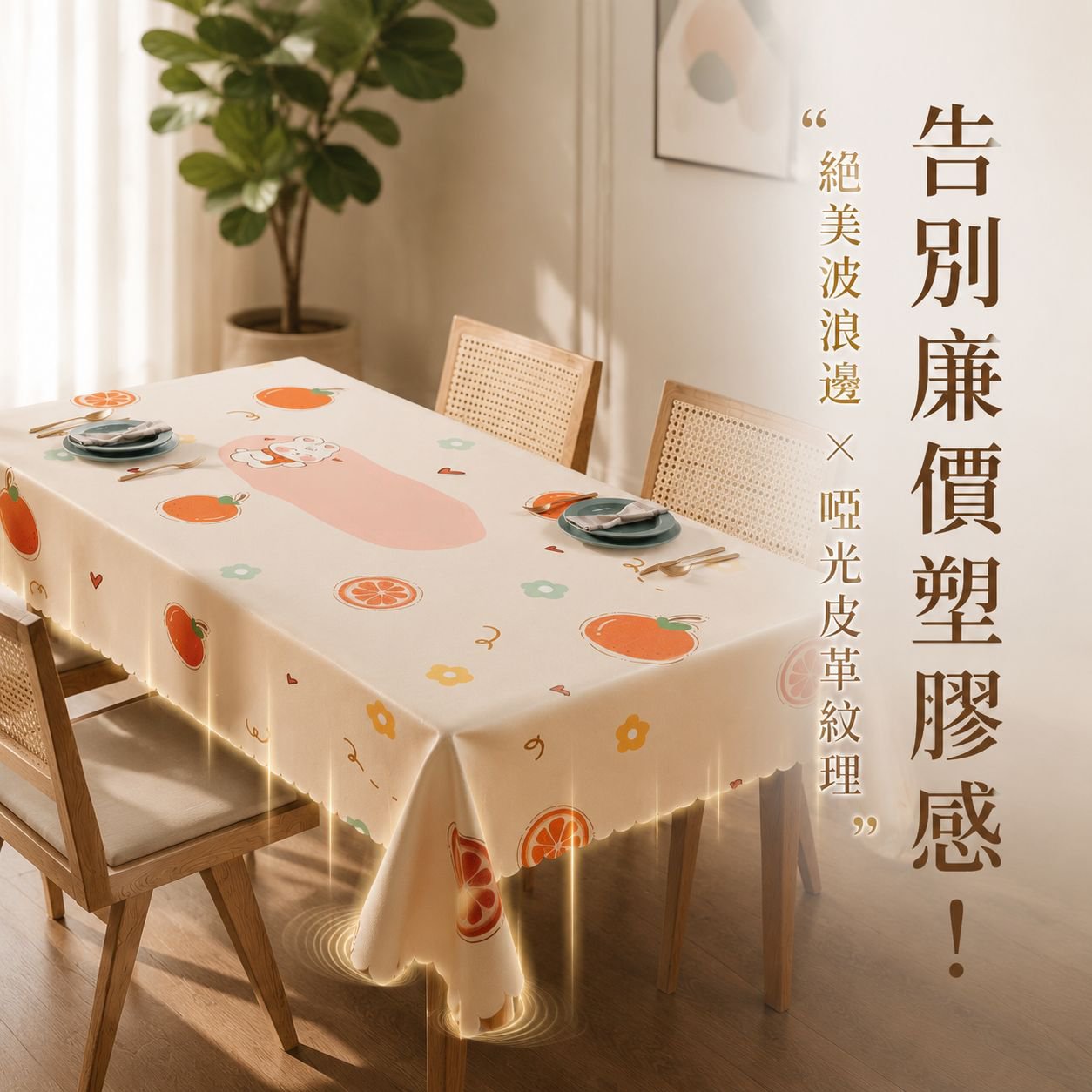 高端長方形防水桌布 防油免洗輕奢桌巾