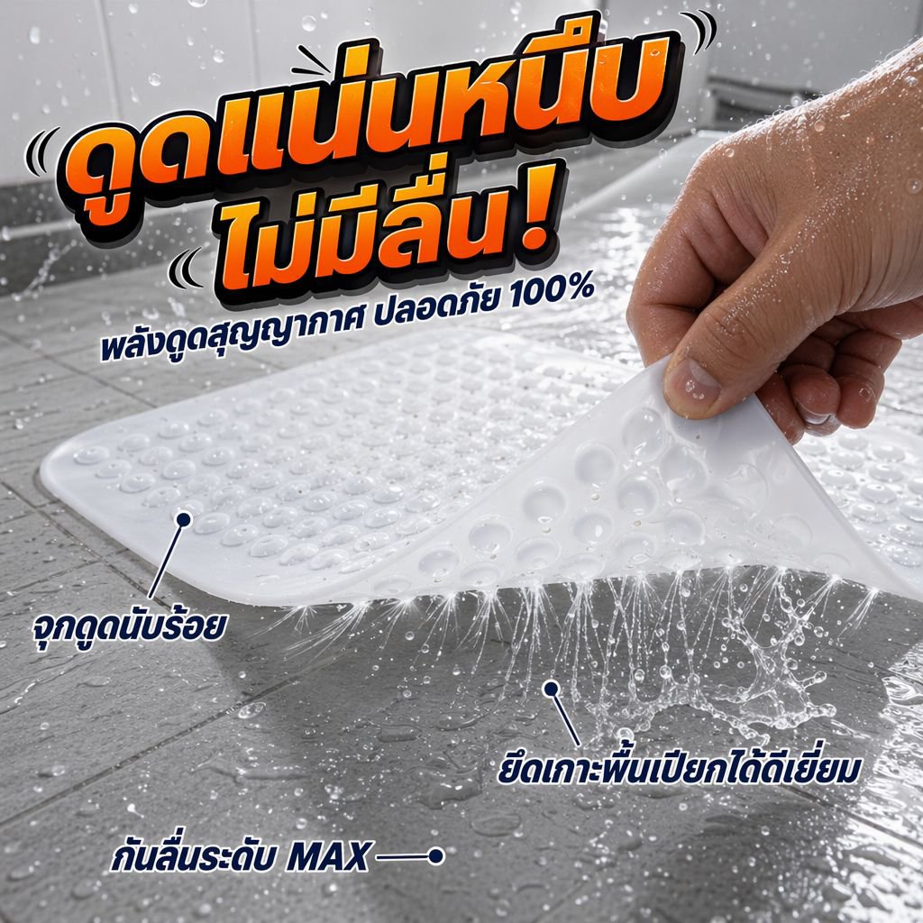 แผ่นรองกันน้ำและกันลื่นสำหรับอ่างอาบน้ำ ห้องน้ำ ห้องสุขา