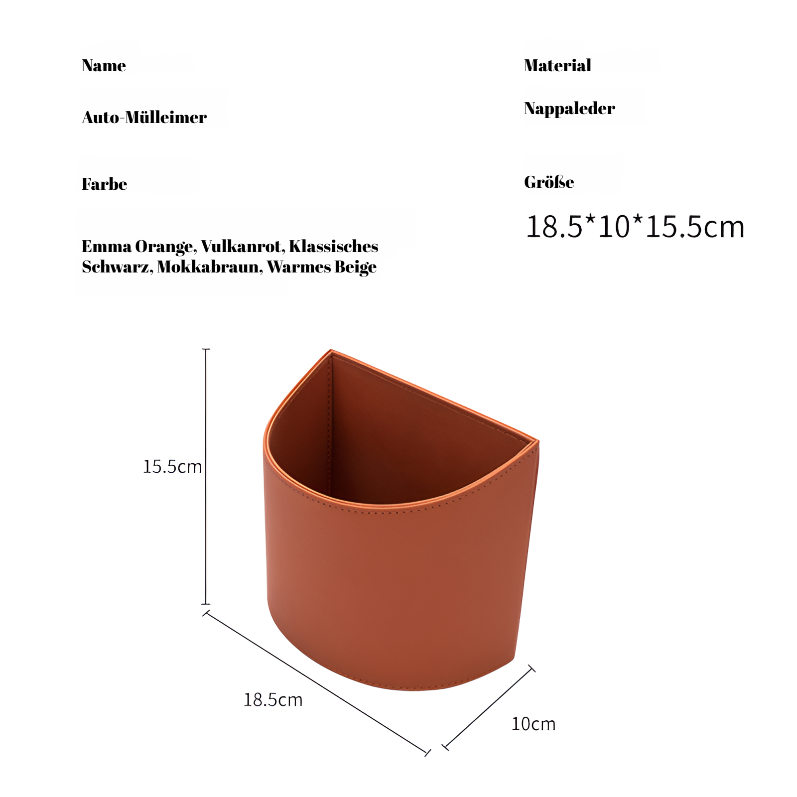 Hängende Aufbewahrungsbox im Auto vorn