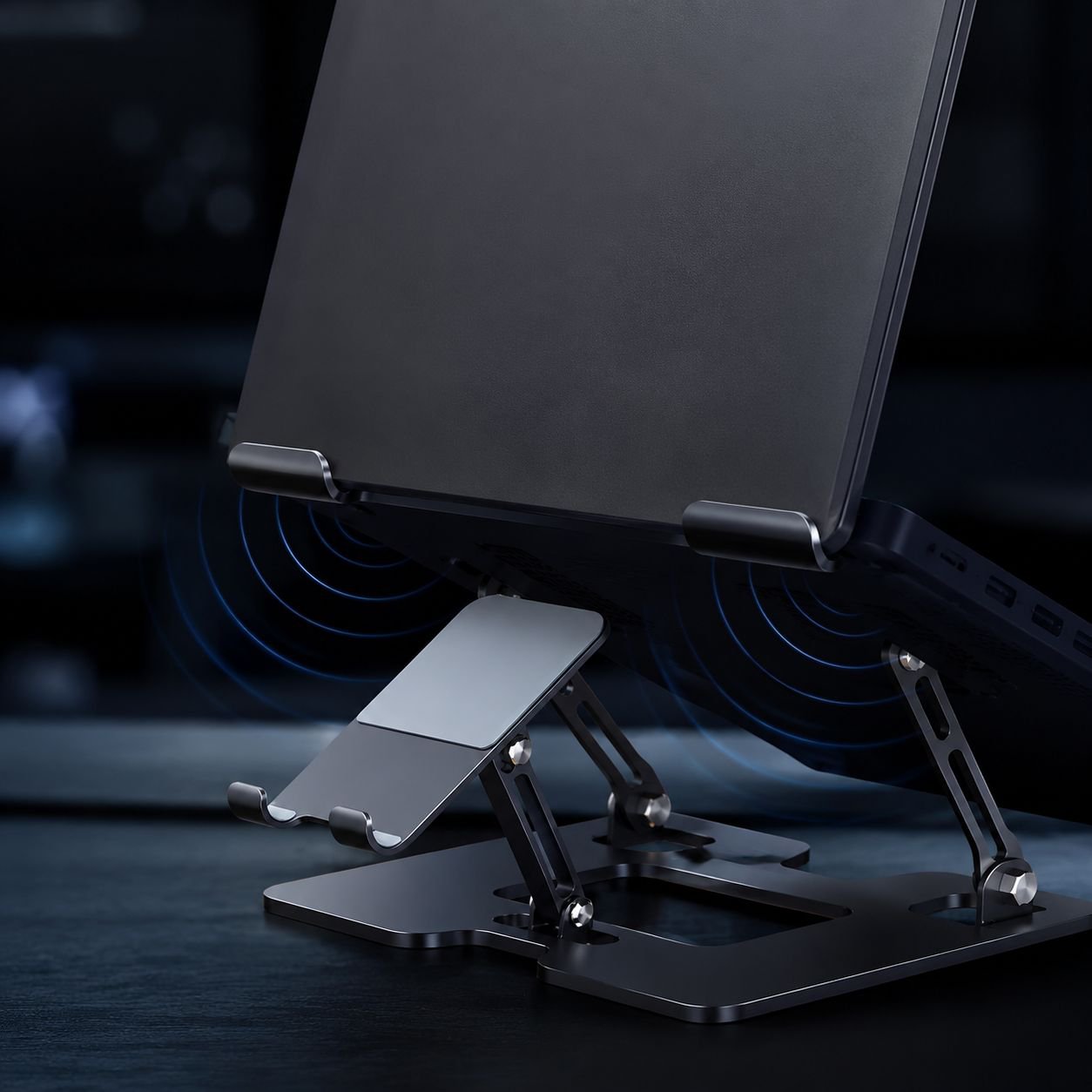Silent fan laptop stand for improved airflow and cooling