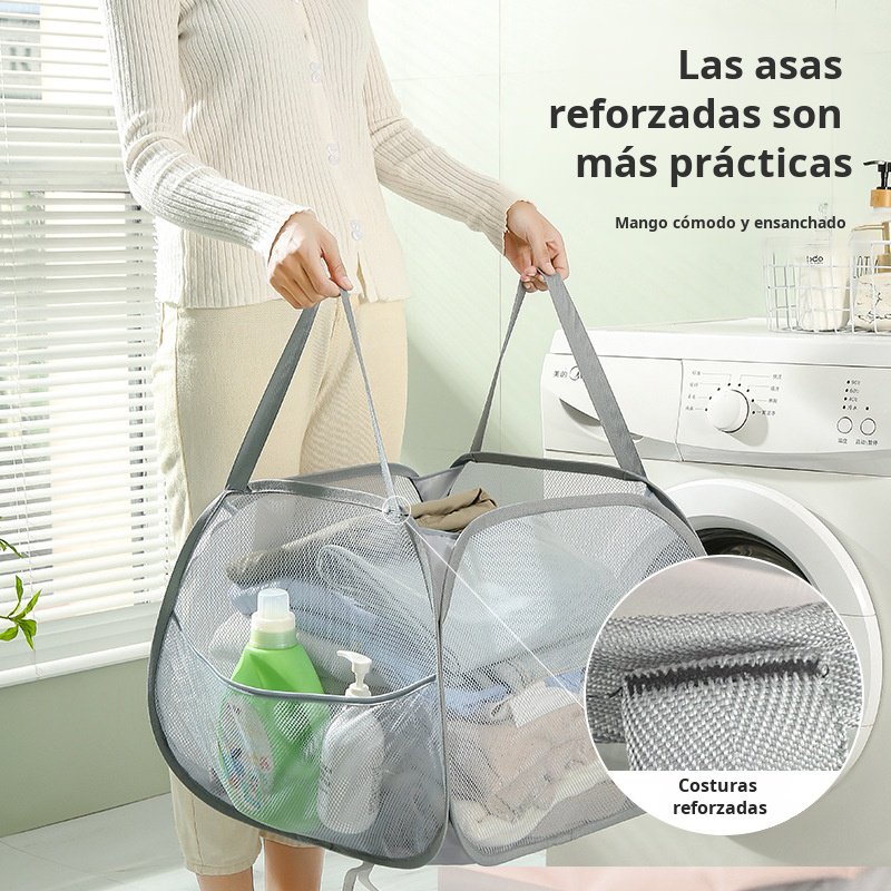 Cesta de ropa sucia plegable de gran capacidad de 90L, cesta de ropa sucia de gran apertura, cesta d