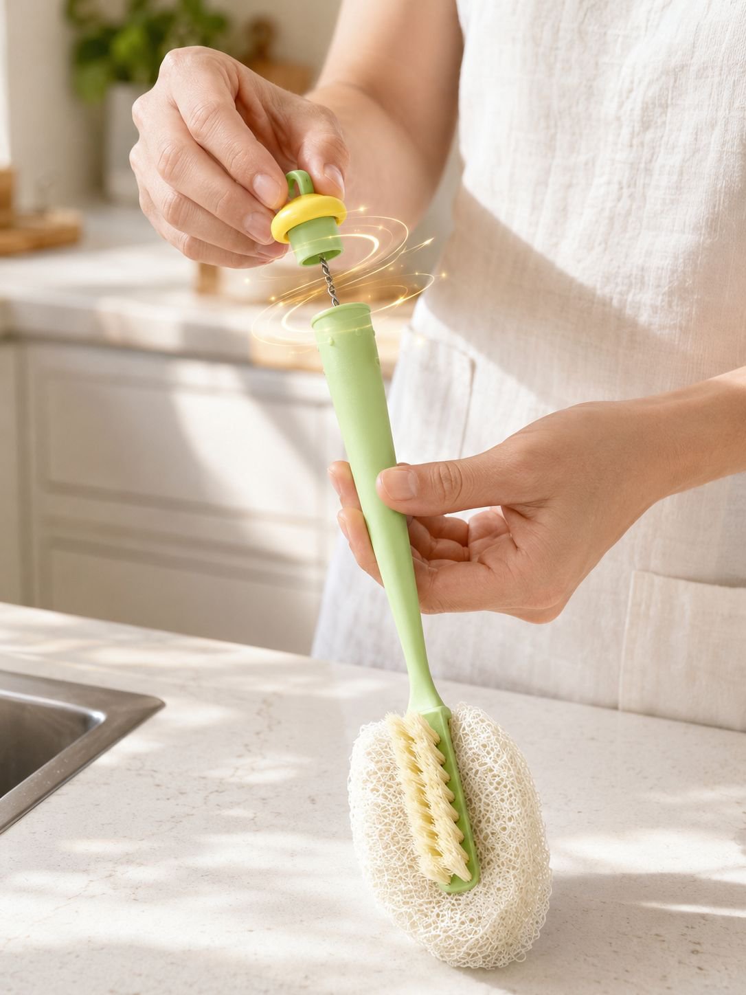 JMY 3-in-1 Long Handle Water Cup Cleaning Brush close-up