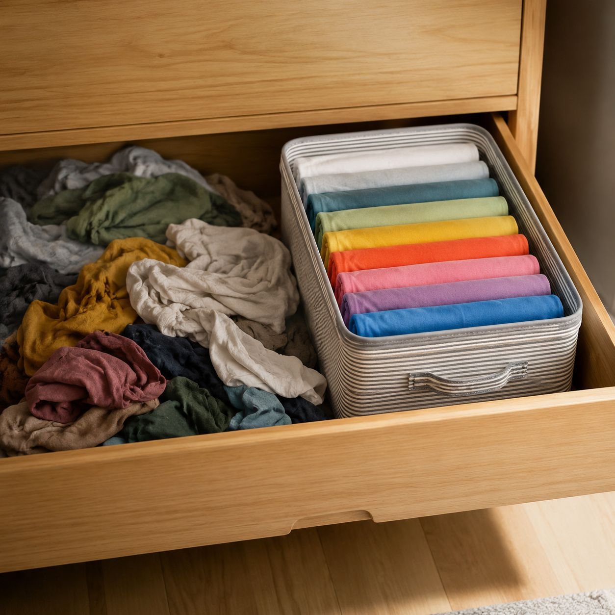 Ordnungssystem für Kleidung im Haushalt