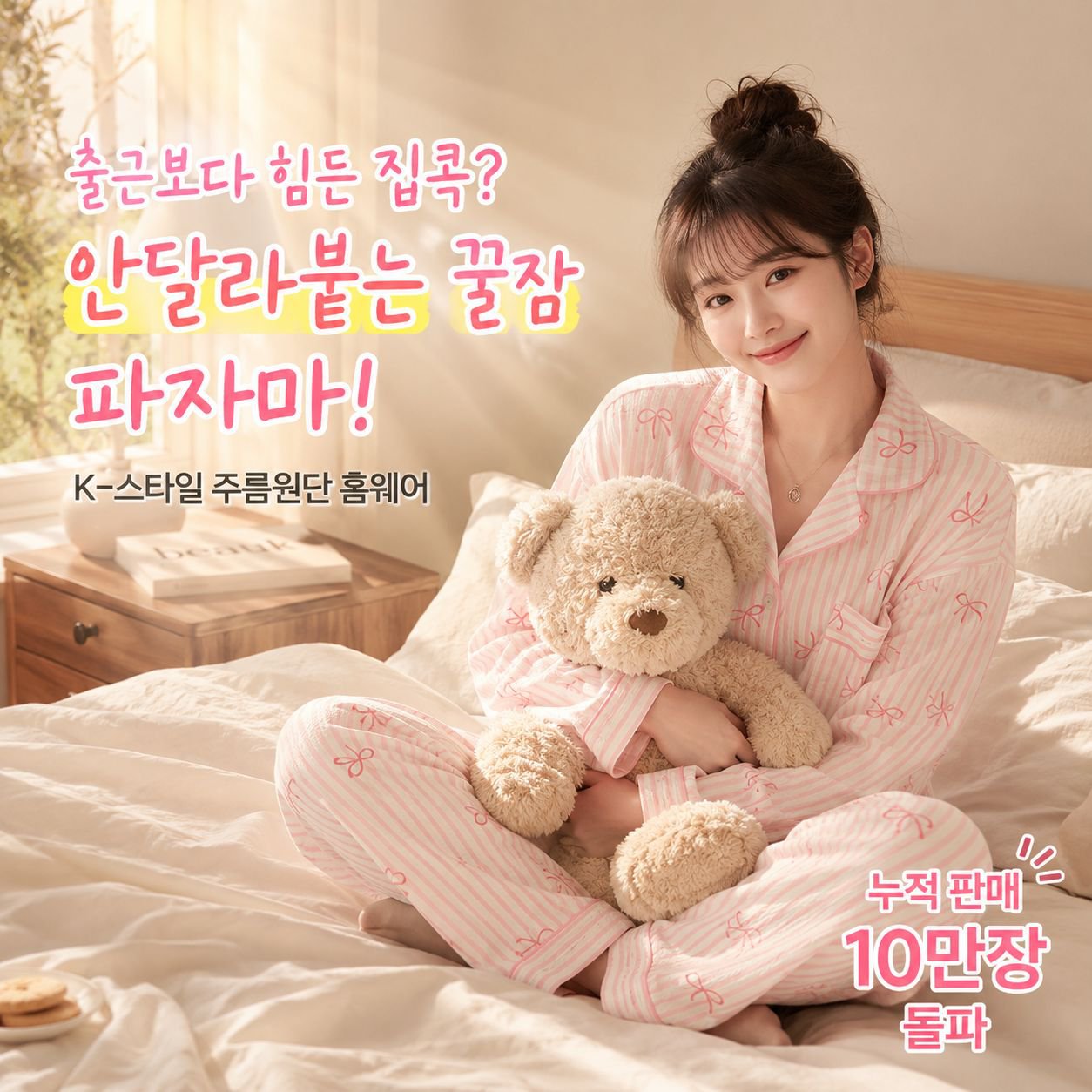 고급스러운 긴소매 잠옷 세트