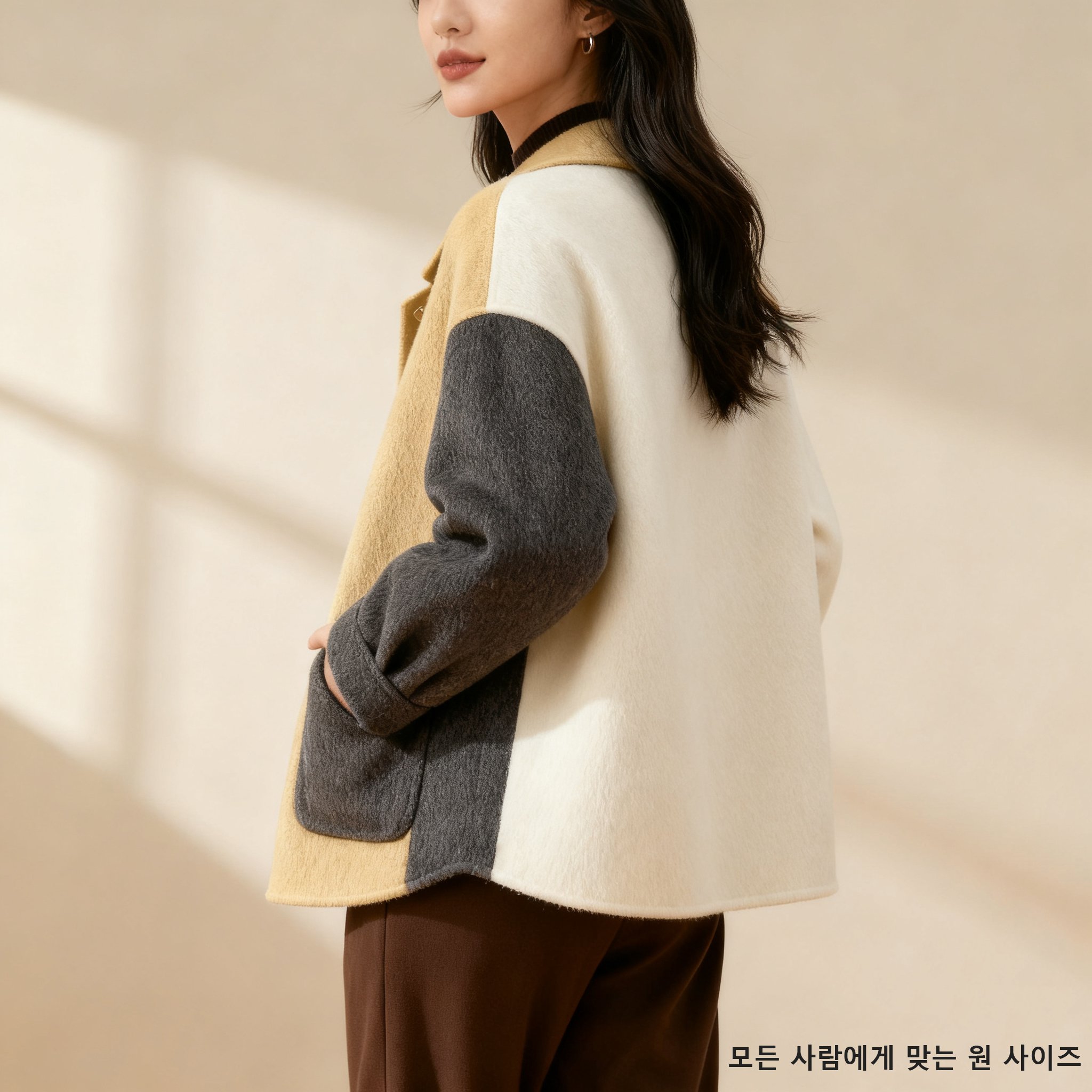 배색 아우터 측면 이미지