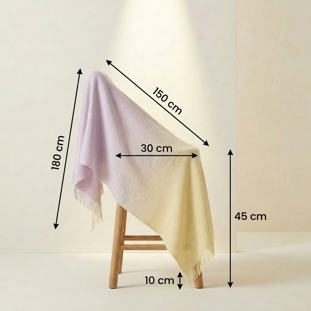 Manta decorativa de tonos degradados en dormitorio elegante