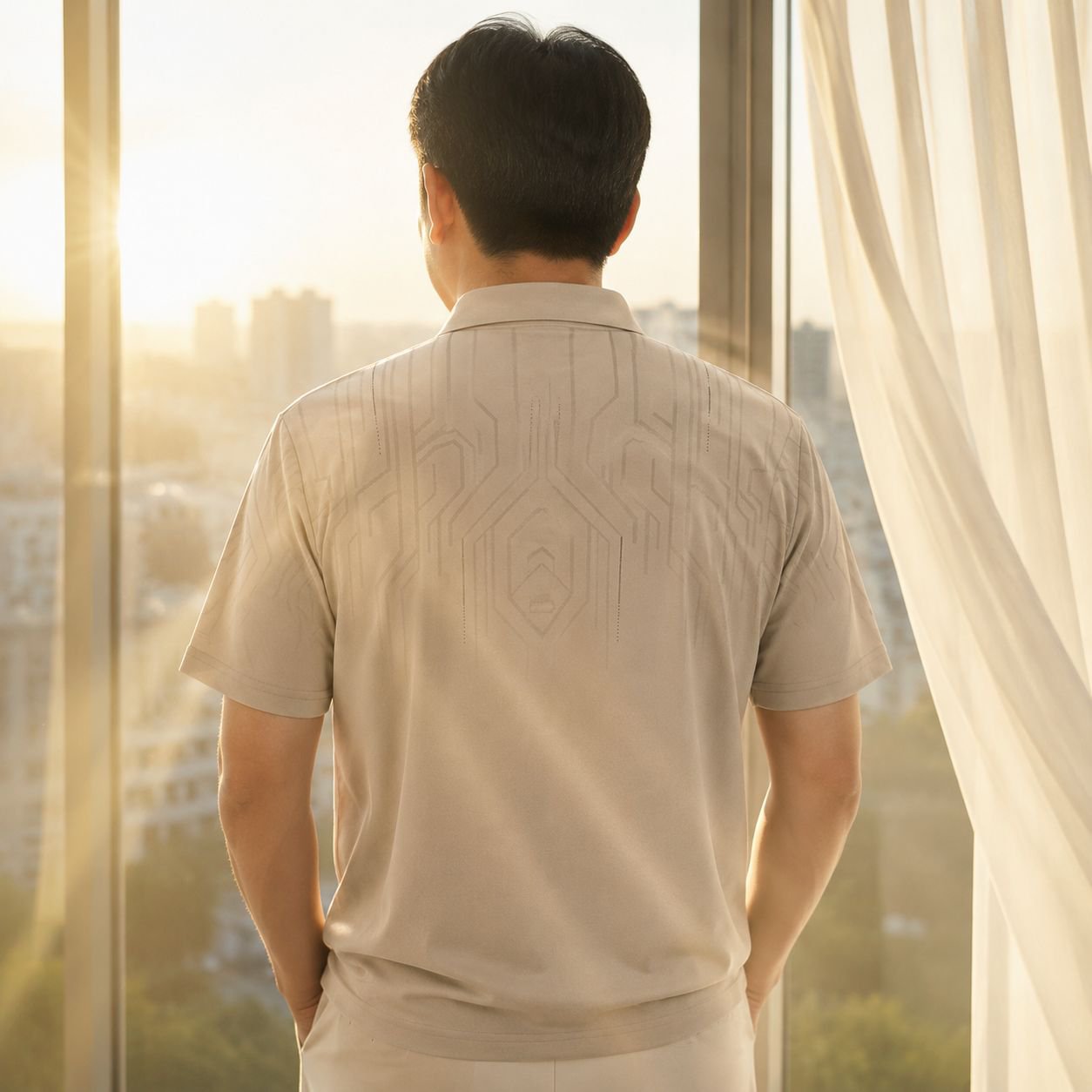 여름 아이스 프린트 루즈핏 중년 남성 반팔 티셔츠