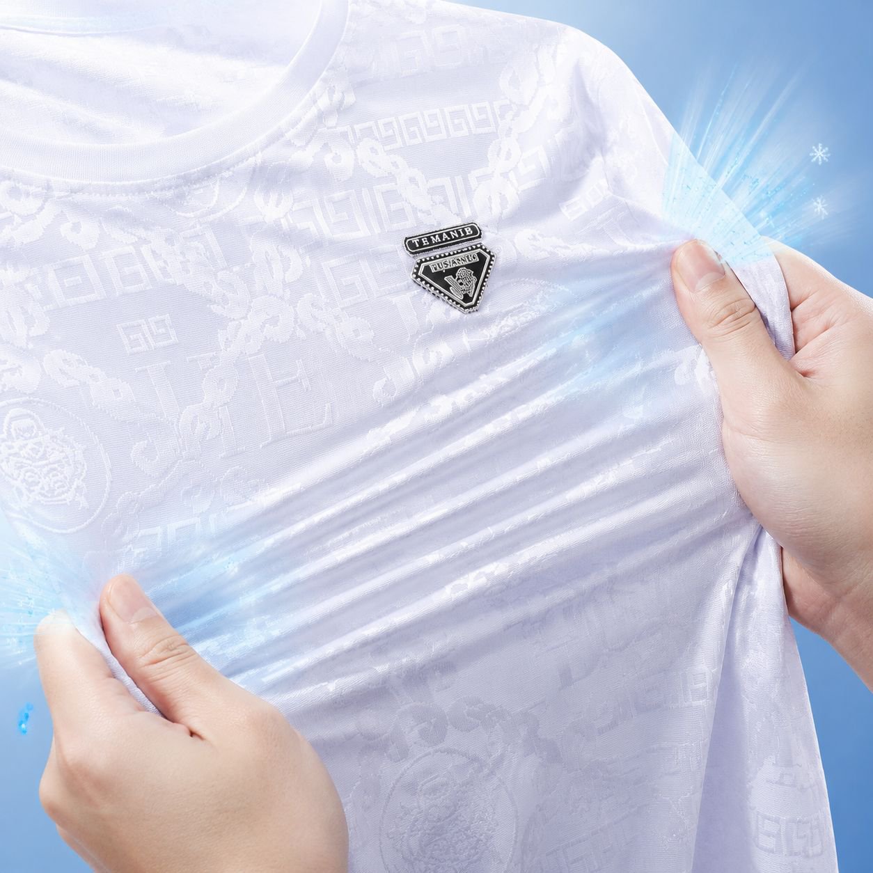 涼感素材使用のメンズTシャツ詳細