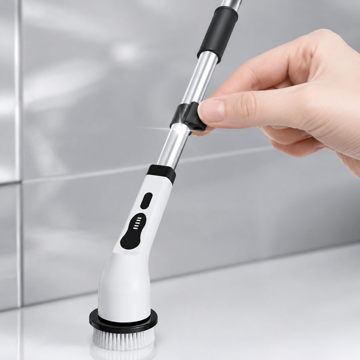 Rechargeable electric cleaning brush for kitchen surfaces