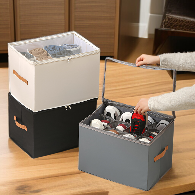 仕切り付き靴収納ボックスの全体写真