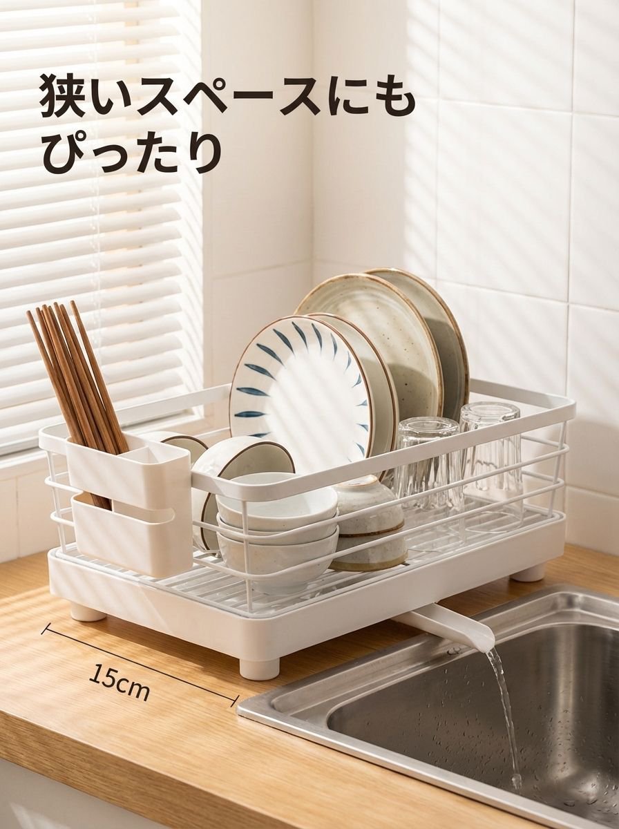 省スペース設計の食器ラック使用例