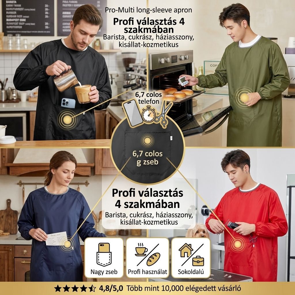 Multifunkcionális, víz- és olajálló kötény, férfiaknak és nőknek, vékony anyagból