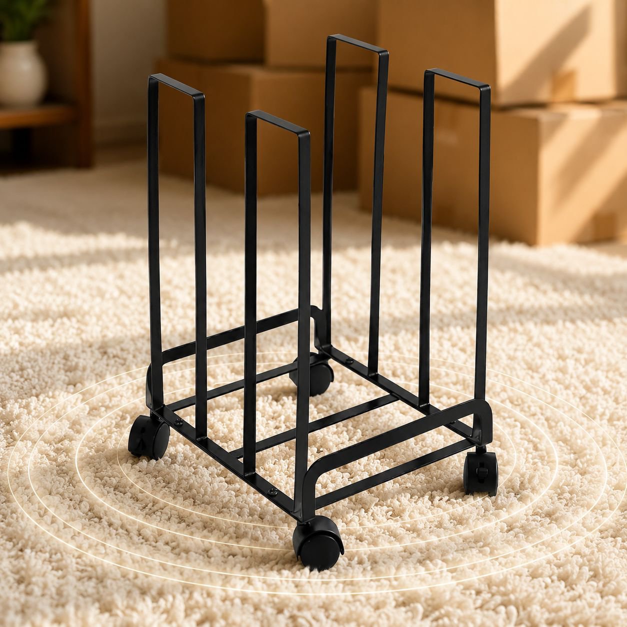 Carton storage stand with ergonomic handle design