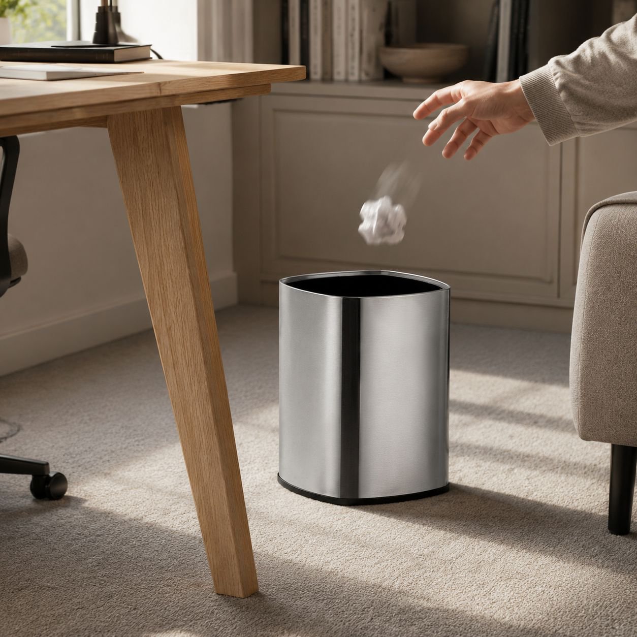 Durable storage bin for trash bags and cleaning essentials