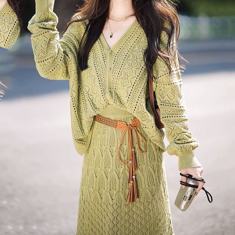 Your Name スーツ｜女性用ニットカーディガンスカート新しいコットンカジュアルスーツ