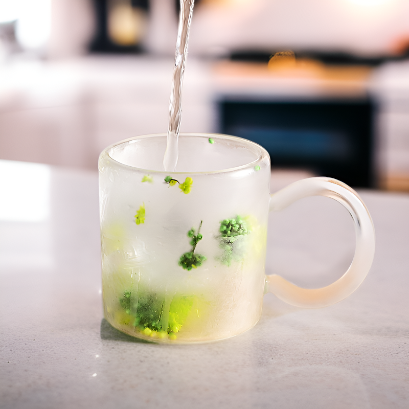 Vaso de vidrio de doble pared para flores secas, vaso de vidrio transparente de borosilicato alto