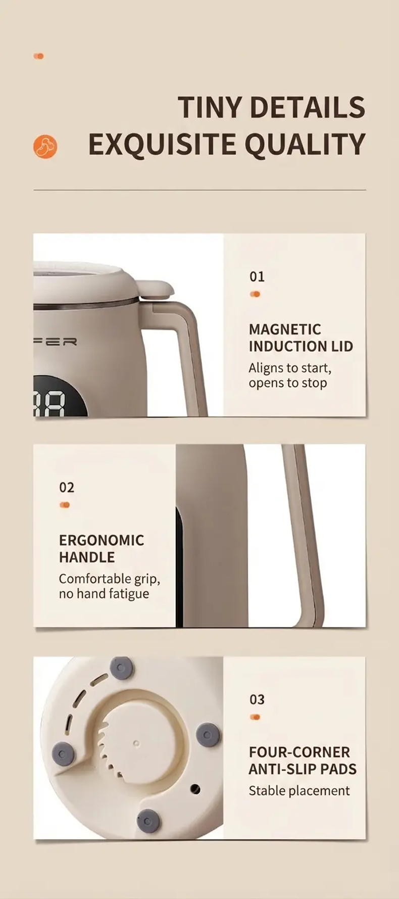 User operating multi-functional soymilk maker with touch screen