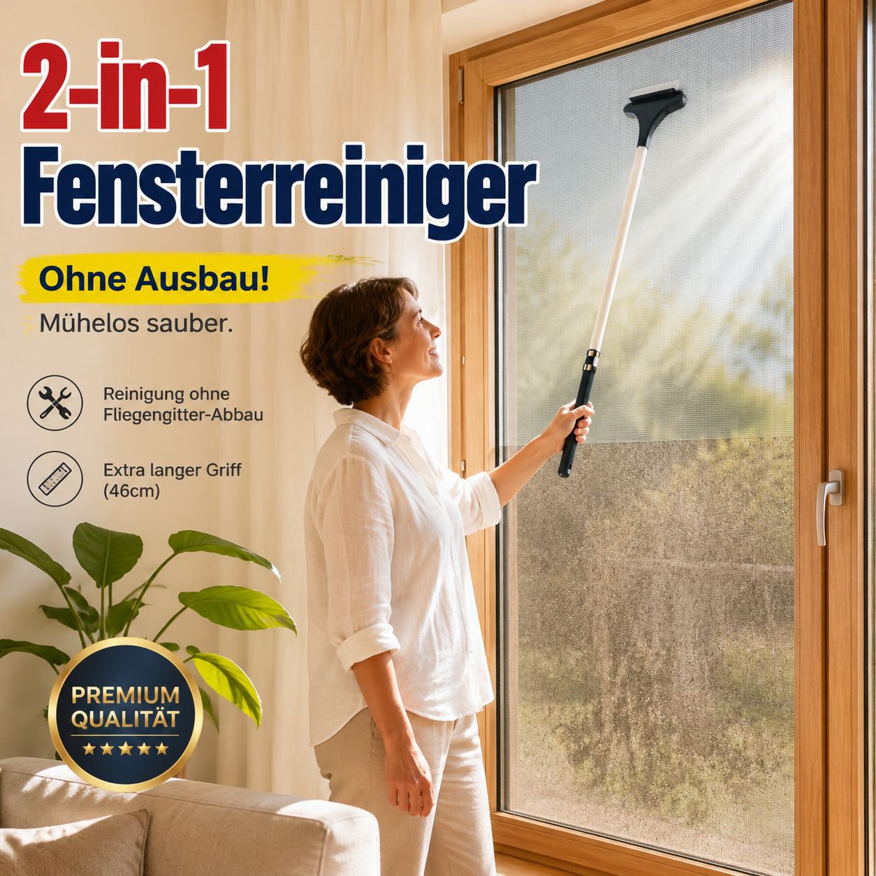 Langer, doppelseitiger Staub- und Fensterputzer