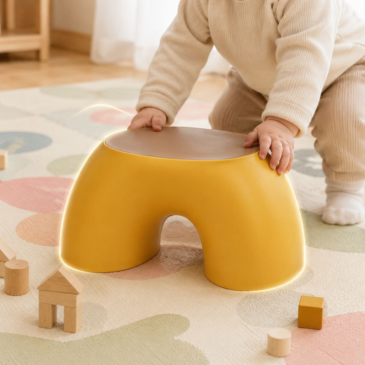 Bequemer Regenbogenhocker für Zuhause, schlichtes Design