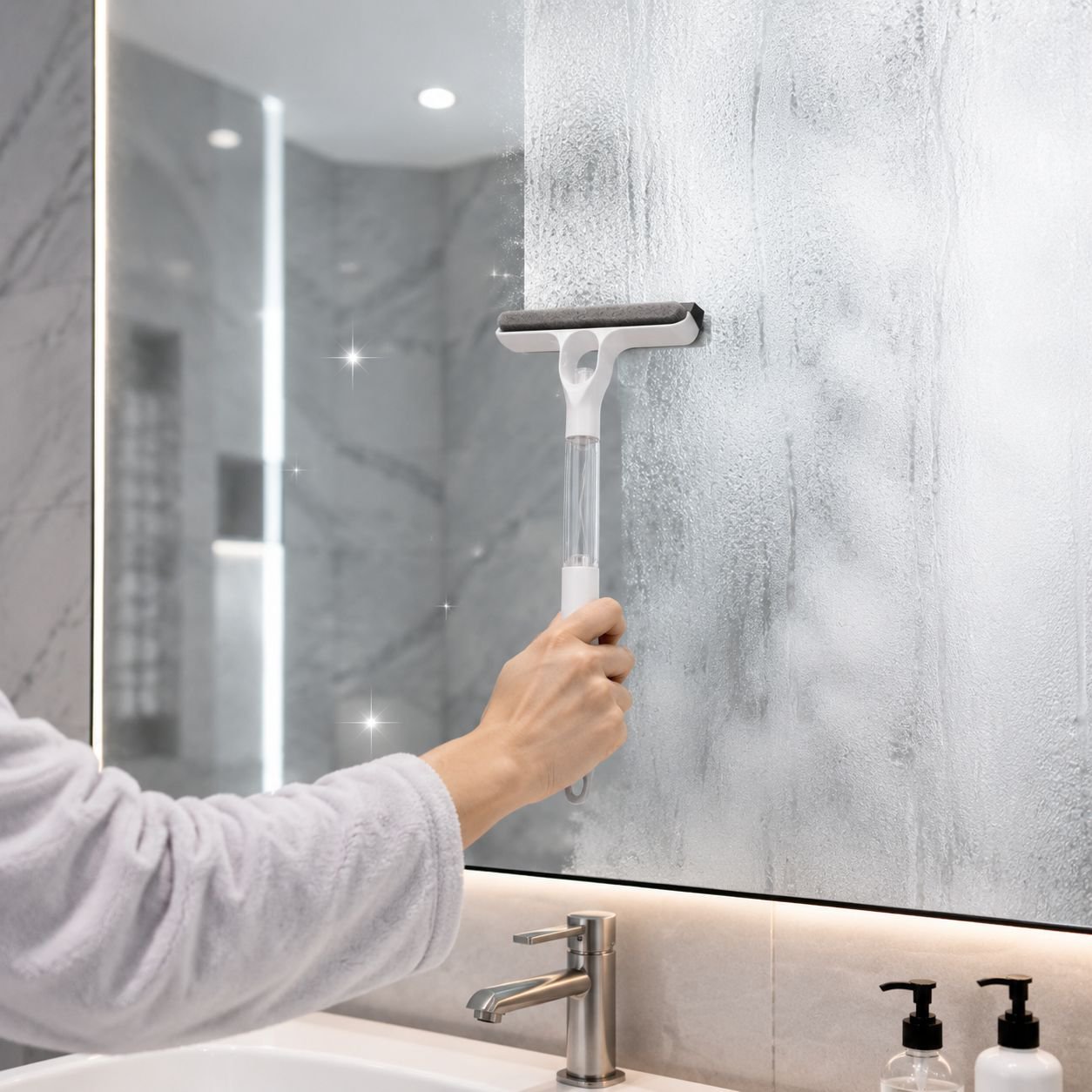 Multipurpose mop scraper cleaning windows and mirrors