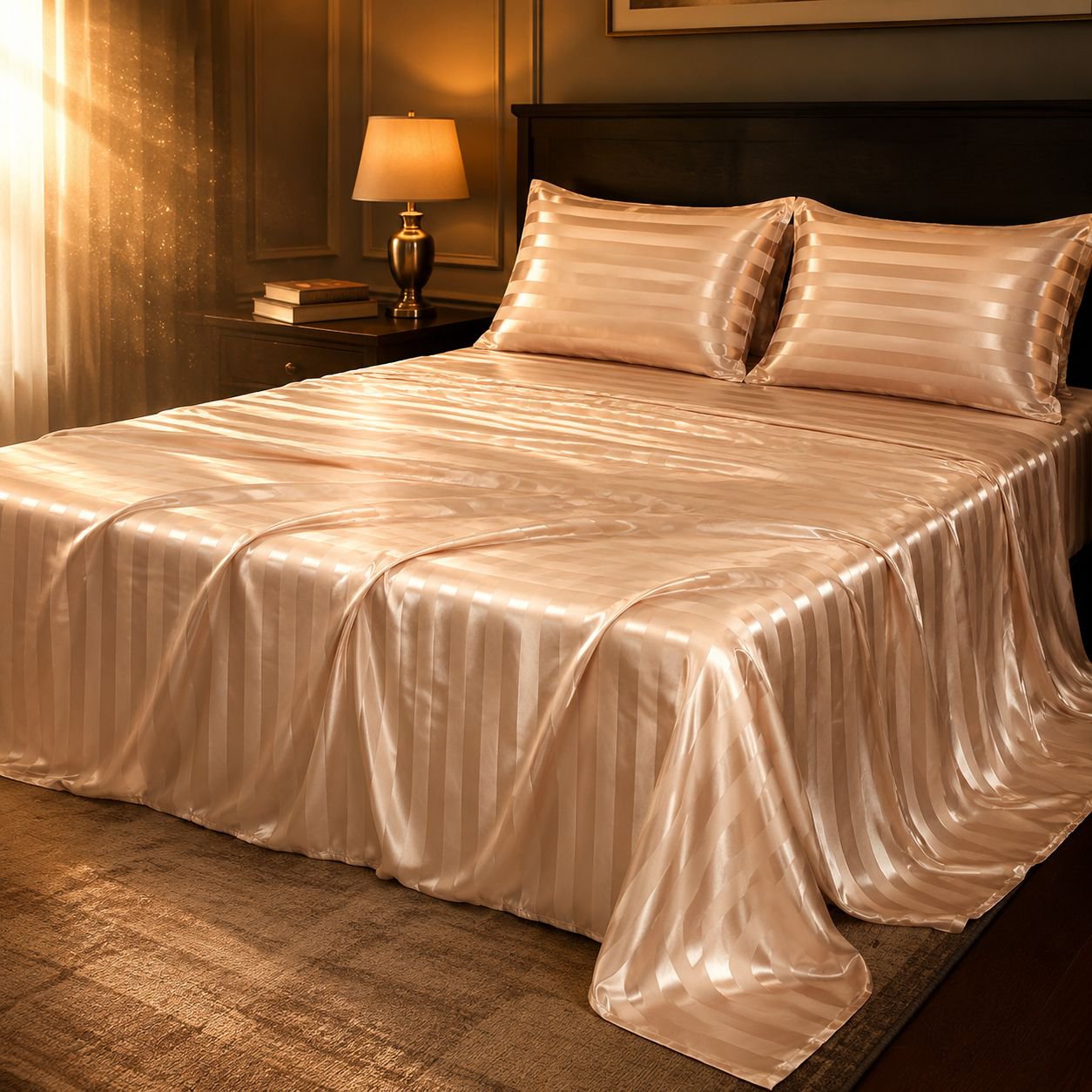 American Light Luxury Silk Satin Three-Piece Bedding Set