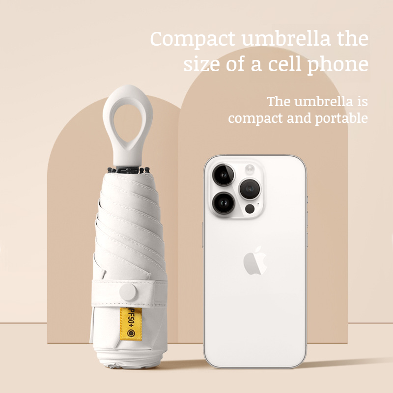 Portable Umbrella Sunscreen Vinyl Folding Mini Capsule Ultra Light Handle Finger Ring Umbrella
