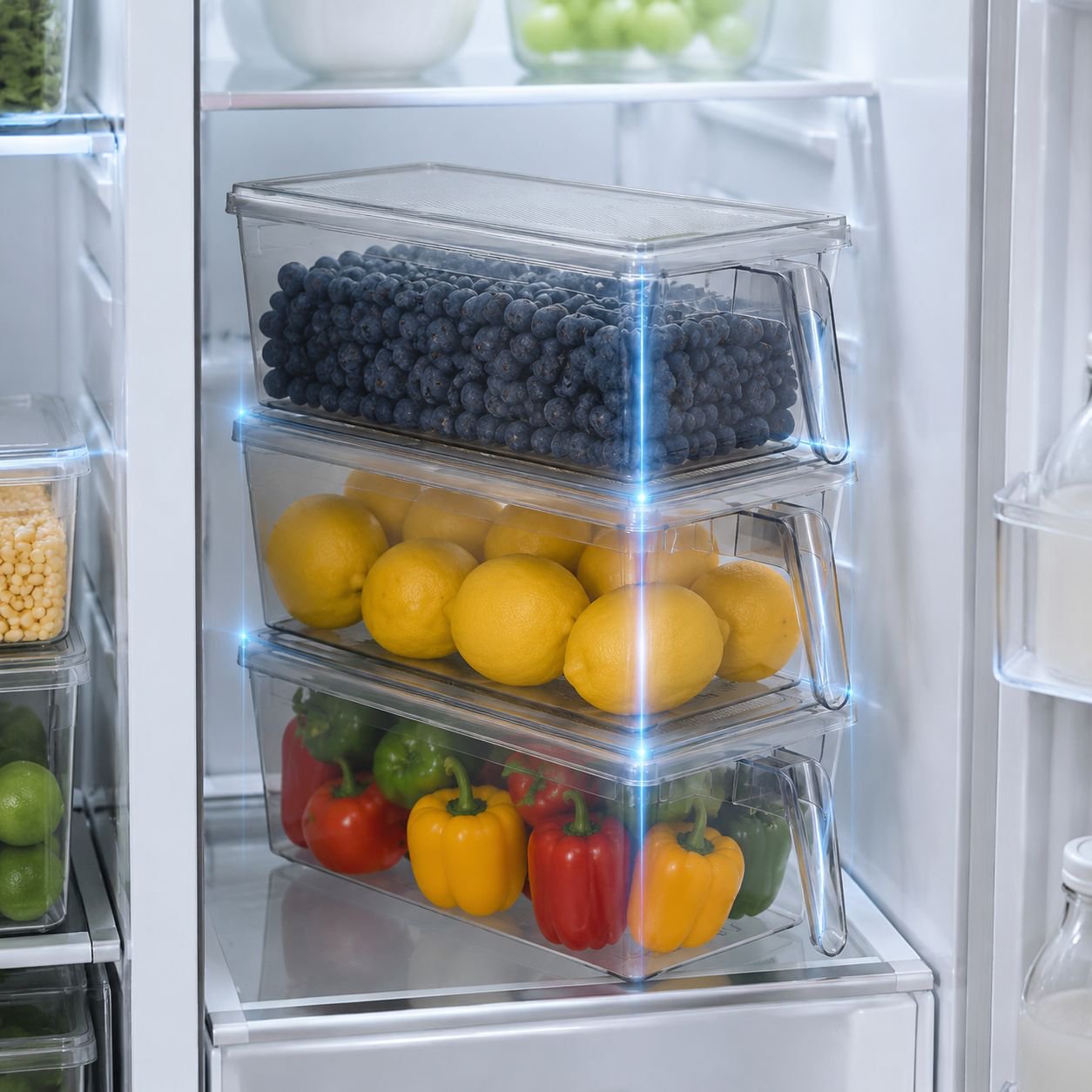 5L Multi-functional Fridge Storage Box with Handle, Easy to Organize