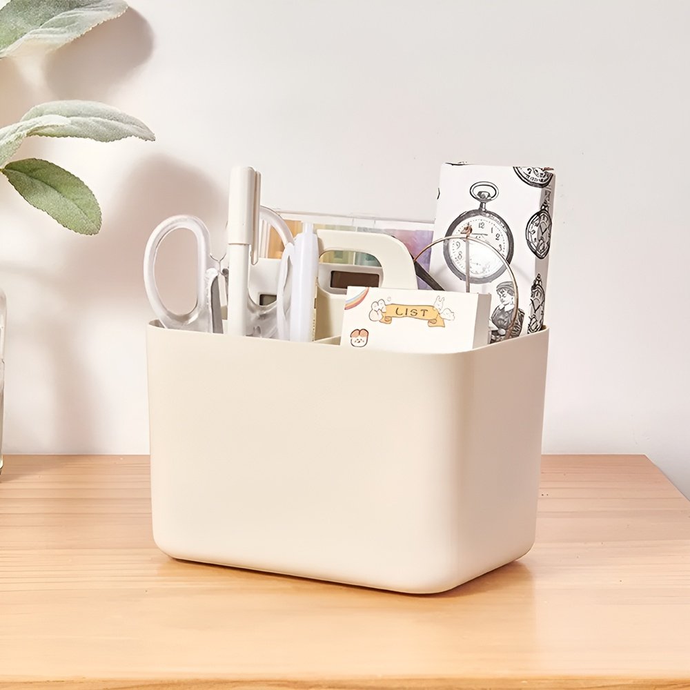 Boîte de rangement empilable avec poignée, renforcée